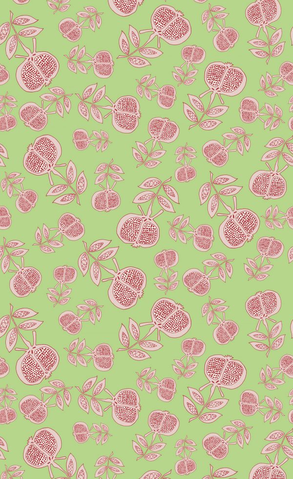 Pomegranate-Pink-Red-on-Green-W
