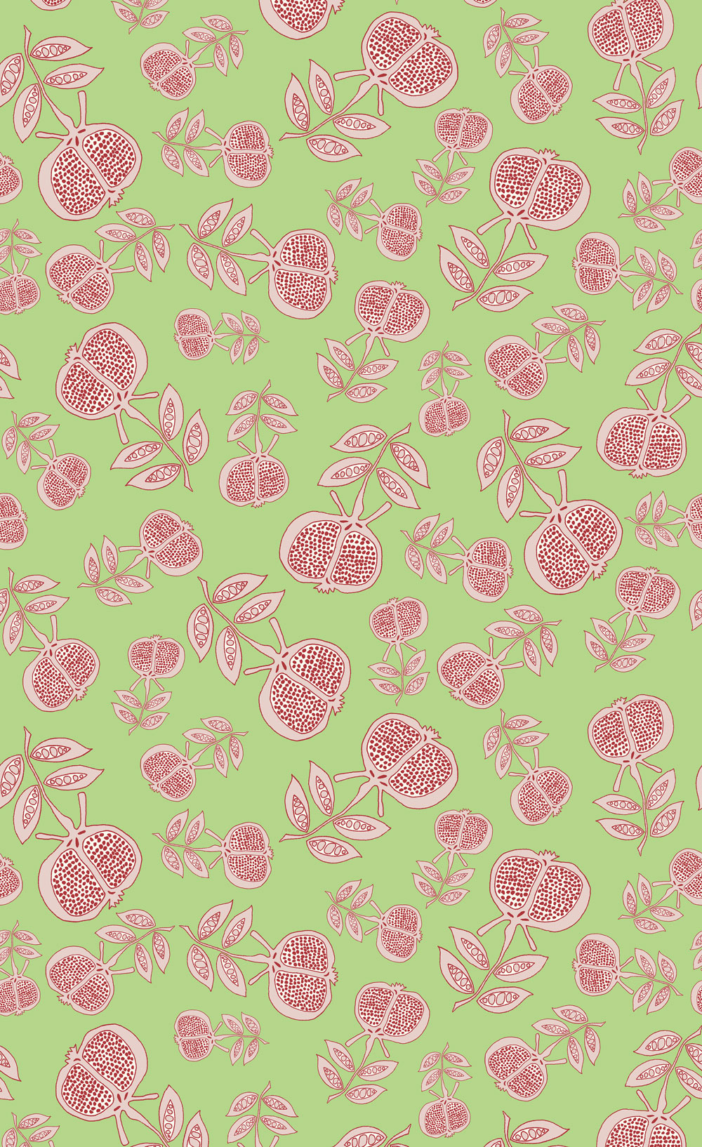 Pomegranate-Pink-Red-on-Green-W
