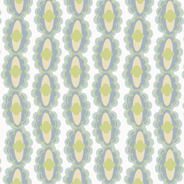 "Flora Stripe" Linen in Blue Moss
