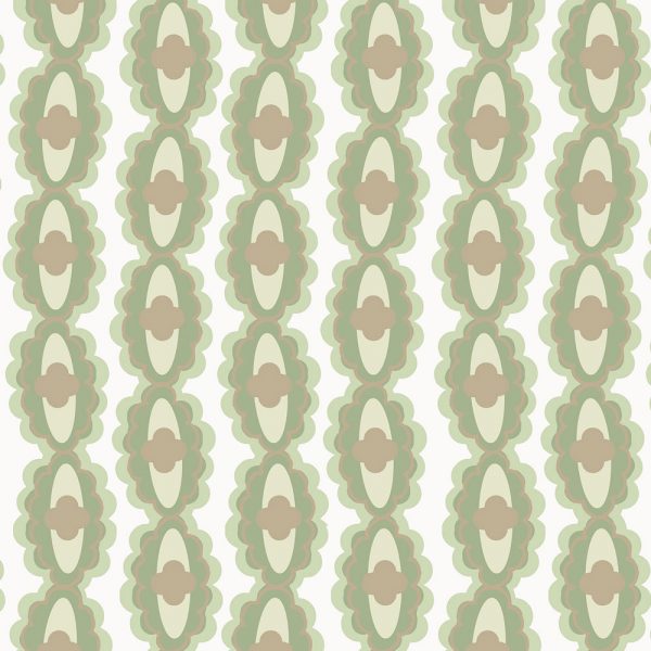 "Flora Stripe" Linen in Green Bark