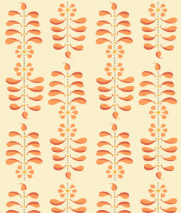 "Ladder Leaf Large" Grasscloth in Corals on Ground