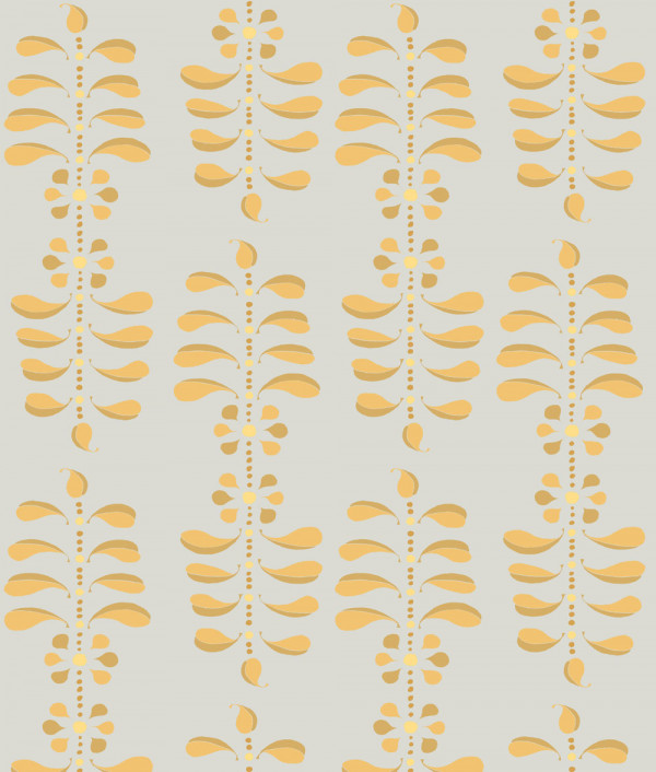 "Ladder Leaf Large" Grasscloth in Egg on Grey