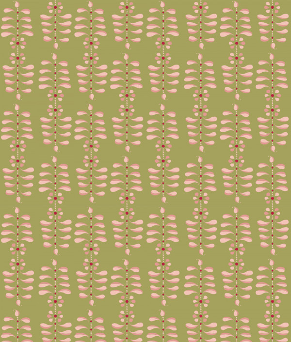 "Ladder Leaf Standard" Grasscloth in Pink on Grass