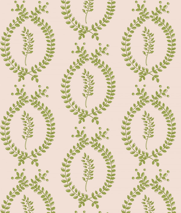 "Laurel Overlay Large" Grasscloth in Green Rose
