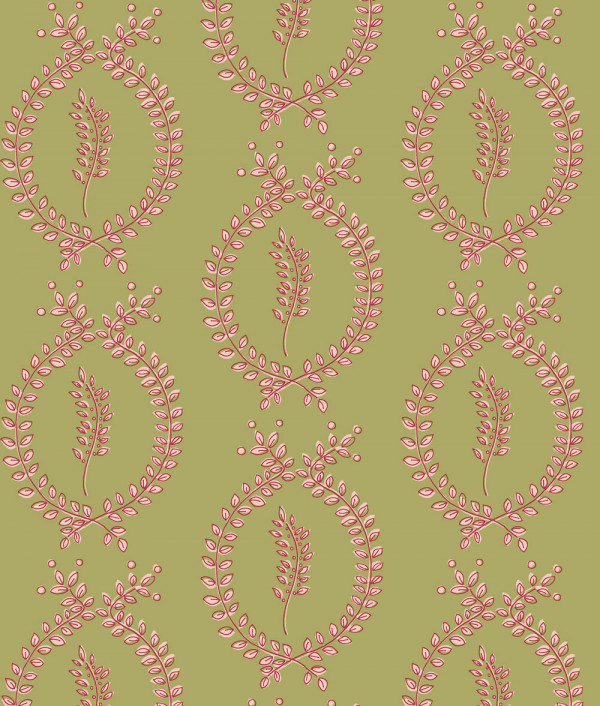 "Laurel Overlay Large" Grasscloth in Olive Geranium