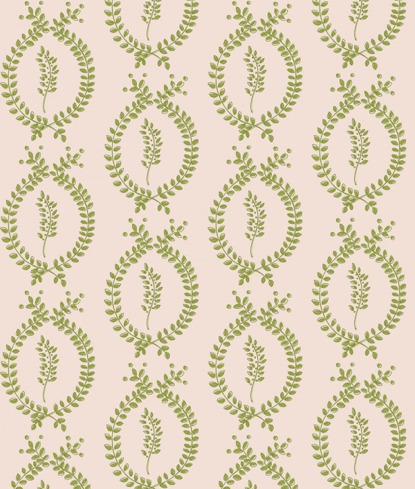 "Laurel Overlay Standard" Grasscloth in Green Rose