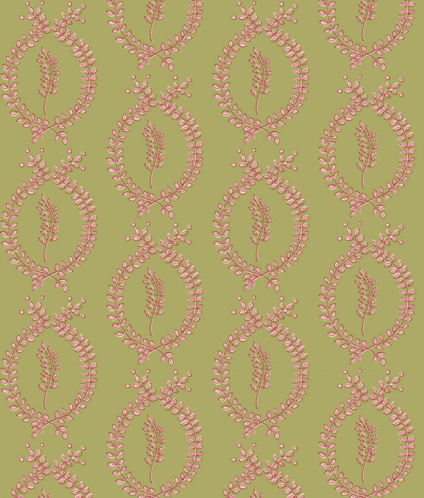 "Laurel Overlay Standard" Grasscloth in Olive Geranium