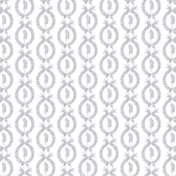 "Little Laurel" Linen in Sepia on Blue