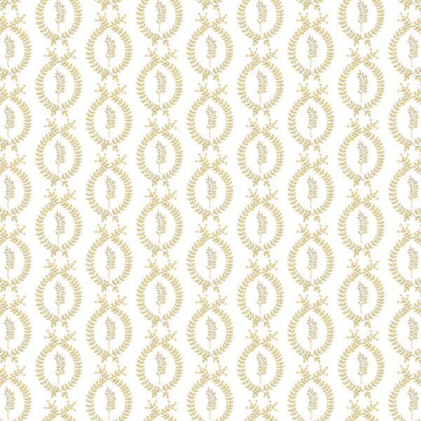 "Little Laurel" Linen in Sepia on Yellow